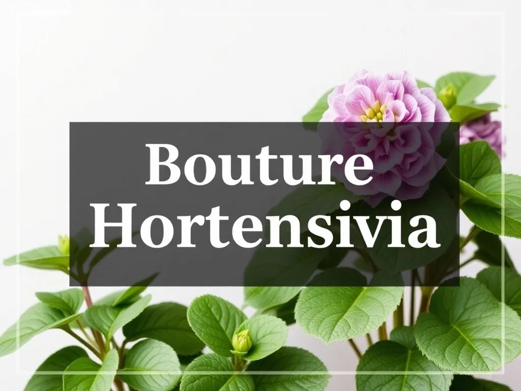 Gros plan sur des boutures d'hortensia enracinées dans des pots transparents, avec de nouvelles feuilles vert tendre et des racines blanches bien développées, devant une fenêtre lumineuse.