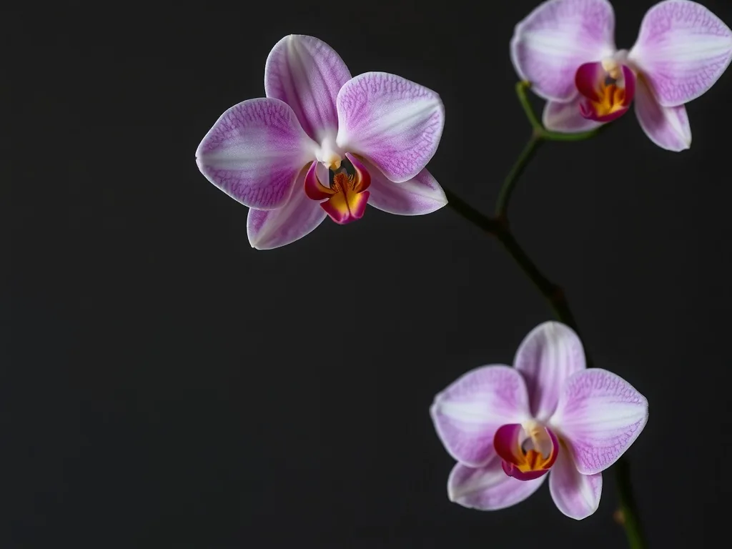 Gros plan d'une fleur de Dracula simia: le centre de la fleur, formé par la colonne et le labelle, dessine un petit visage qui évoque tantôt un museau de singe, tantôt un crâne, sur fond de feuillage sombre et humide.